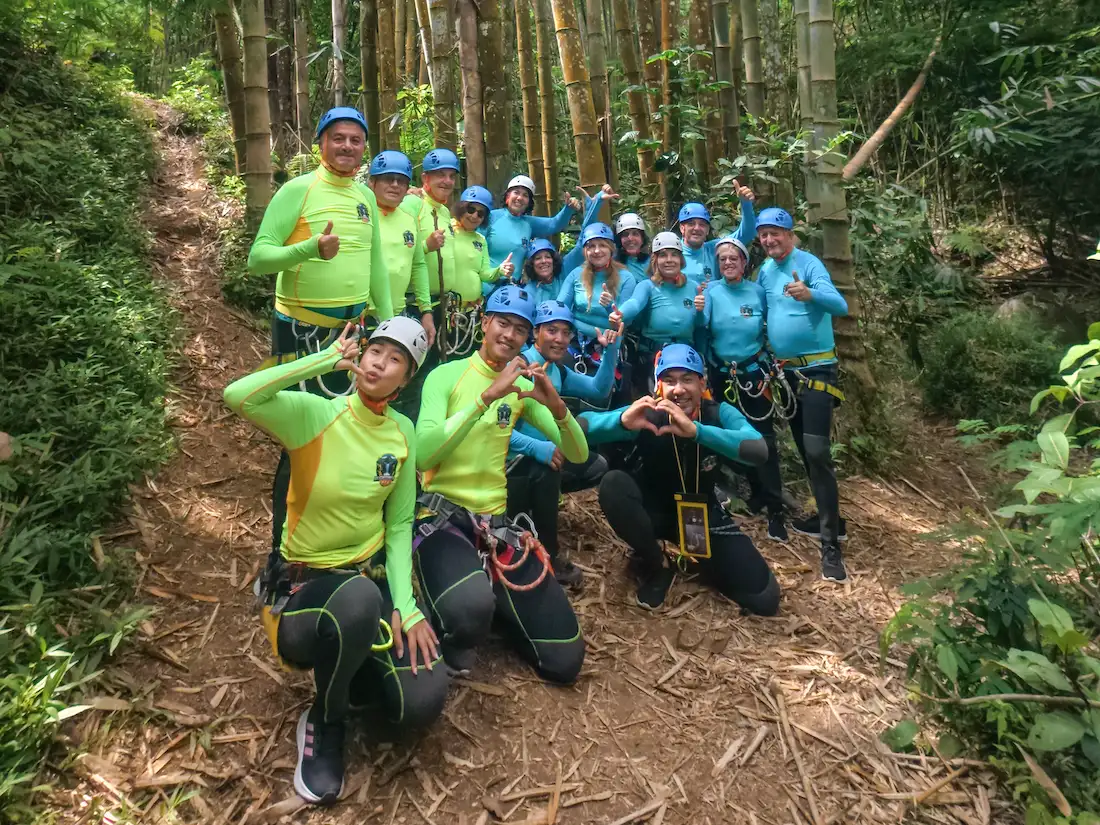 The Bali Canyoning Trip team and guests in the North Bali jungle